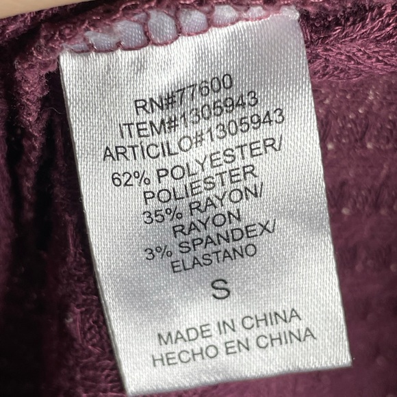 Chaser Purple Long Sleeve Thermal Top Button Cuffs Waffle Knit Shirt Size Small - Picture 6 of 6